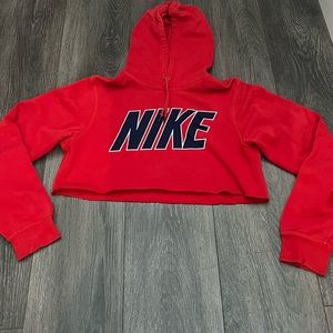 Red and Blue Cropped Vintage Nike Sweatshirt